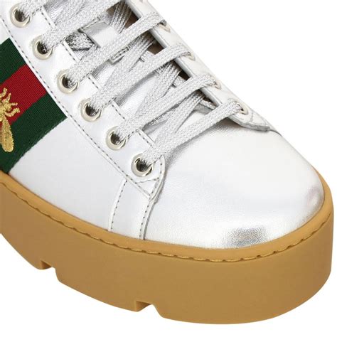 scarpe gucci argento|sneaker donna Gucci.